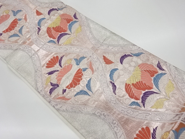 リサイクル　佐賀錦桐に菊・立涌模様織出し袋帯